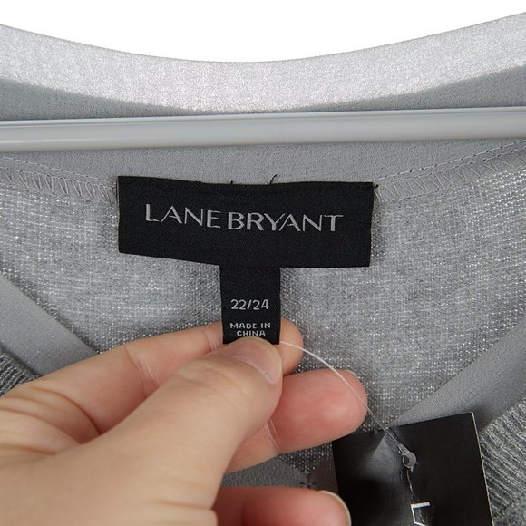 Lane Bryant Gray V-Neck Lightweight Sweater Knit Top Women's 22/24 NWT - Picture 5 of 9